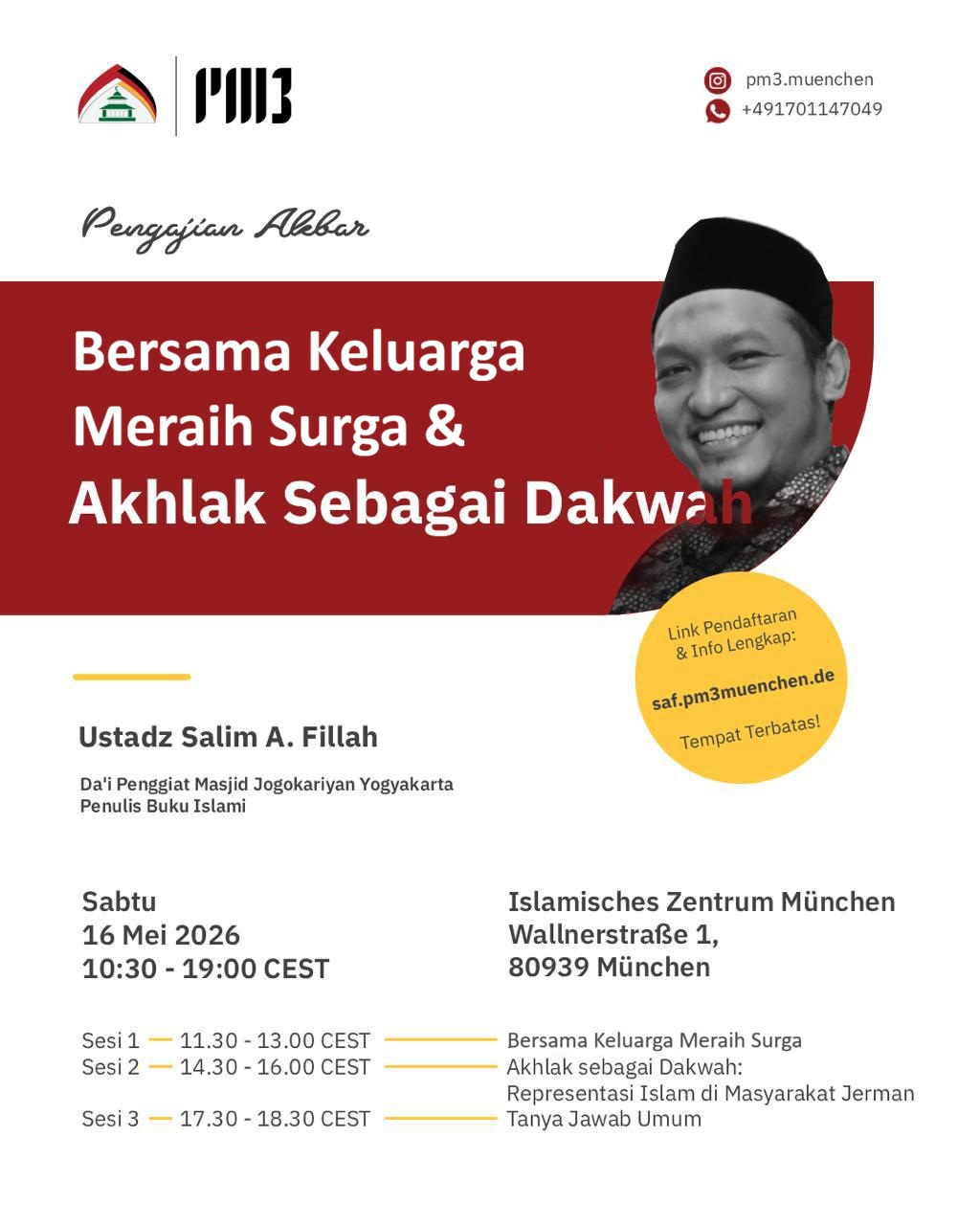 Poster Pengajian Salim A. Fillah — PM3 München
